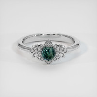 0.91 Ct. Bluish Green Sapphire Ring, Platinum 950 1