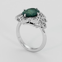 3.06 Ct. Greenish Blue Sapphire Ring, Platinum 950 2