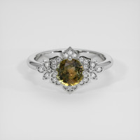 1.41 Ct. Greenish Brown Sapphire Ring, Platinum 950 1