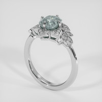 2.43 Ct. Bluish Green Sapphire Ring, Platinum 950 2