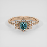0.69 Ct. Greenish Blue Sapphire Ring, 14K Rose Gold 1