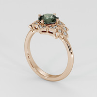 1.32 Ct. Green Sapphire Ring, 14K Rose Gold 2