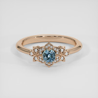 0.38 Ct. Greenish Blue Sapphire Ring, 14K Rose Gold 1
