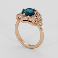 3.56 Ct. Greenish Blue Sapphire Ring, 14K Rose Gold 2