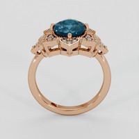 3.56 Ct. Greenish Blue Sapphire Ring, 14K Rose Gold 3