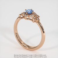0.48 Ct. Blue Sapphire Ring, 14K Rose Gold 2