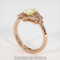 0.91 Ct. Yellow Sapphire Ring, 14K Rose Gold 2