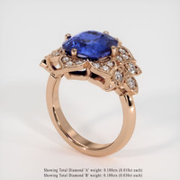 4.02 Ct. Blue Sapphire Ring, 18K Rose Gold 2
