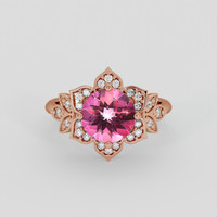 3.19 Ct. Pink Topaz Ring, 18K Rose Gold 1
