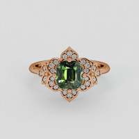 3.04 Ct. Brownish Green Sapphire Ring, 18K Rose Gold 1