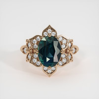 3.50 Ct. Bluish Green Sapphire Ring, 18K Rose Gold 1