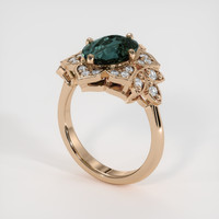 3.50 Ct. Bluish Green Sapphire Ring, 18K Rose Gold 2