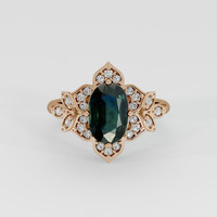 2.08 Ct. Bluish Green Sapphire Ring, 18K Rose Gold 1