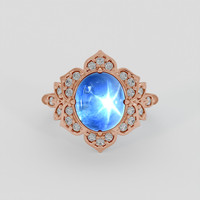 5.34 Ct. Blue Sapphire Ring, 18K Rose Gold 1