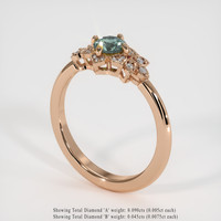 0.65 Ct. Bluish Green Sapphire Ring, 18K Rose Gold 2