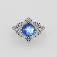 3.07 Ct. Blue Sapphire Ring, 10K White Gold 1