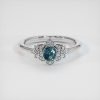 0.64 Ct. Greenish Blue Sapphire Ring, 10K White Gold 1