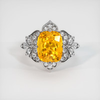 4.93 Ct. Orangish Yellow Sapphire Ring, 10K White Gold 1