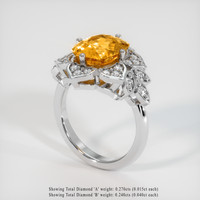4.93 Ct. Orangish Yellow Sapphire Ring, 10K White Gold 2