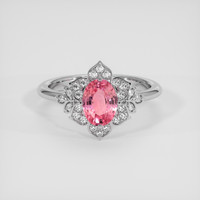 1.04 Ct. Padparadscha Sapphire Ring, 14K White Gold 1