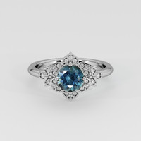 1.31 Ct. Greenish Blue Sapphire Ring, 14K White Gold 1