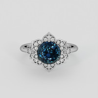 2.41 Ct. Greenish Blue Sapphire Ring, 14K White Gold 1