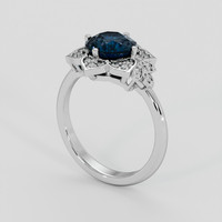 2.41 Ct. Greenish Blue Sapphire Ring, 14K White Gold 2