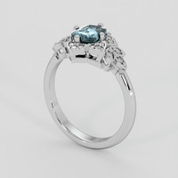 1.12 Ct. Greenish Blue Sapphire Ring, 14K White Gold 2