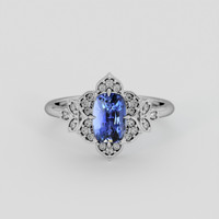 1.43 Ct. Purplish Blue Sapphire Ring, 14K White Gold 1