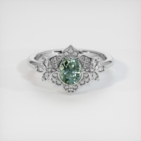0.79 Ct. Green Sapphire Ring, 14K White Gold 1