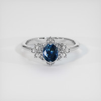 0.86 Ct. Greenish Blue Sapphire Ring, 14K White Gold 1