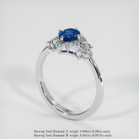 0.86 Ct. Greenish Blue Sapphire Ring, 14K White Gold 2