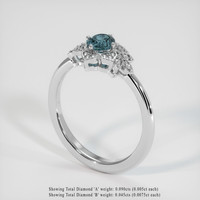 0.64 Ct. Greenish Blue Sapphire Ring, 14K White Gold 2