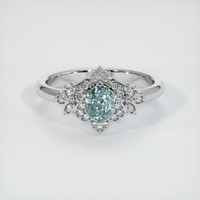 0.71 Ct. Greenish Blue Sapphire Ring, 14K White Gold 1