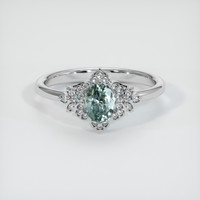 0.73 Ct. Greyish Blue Sapphire Ring, 14K White Gold 1