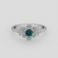 0.57 Ct. Greenish Blue Sapphire Ring, 14K White Gold 1