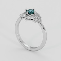 0.57 Ct. Greenish Blue Sapphire Ring, 14K White Gold 2
