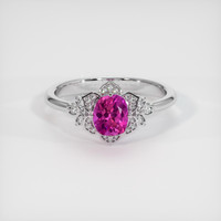 0.85 Ct. Purplish Pink Sapphire Ring, 14K White Gold 1