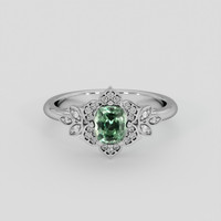0.90 Ct. Green Sapphire Ring, 14K White Gold 1