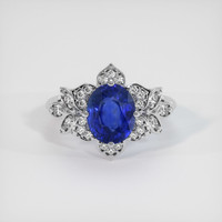 1.99 Ct. Blue Sapphire Ring, 18K White Gold 1