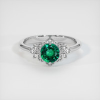 1.04 Ct. Emerald Ring, 18K White Gold 1