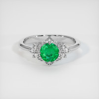 0.86 Ct. Emerald Ring, 18K White Gold 1