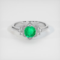 0.77 Ct. Emerald Ring, 18K White Gold 1