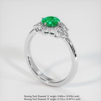 0.77 Ct. Emerald Ring, 18K White Gold 2