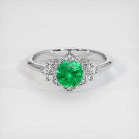 0.89 Ct. Emerald Ring, 18K White Gold 1