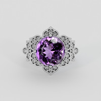 3.90 Ct. Purple Amethyst Ring, 18K White Gold 1