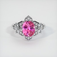 2.21 Ct. Pink Sapphire Ring, 18K White Gold 1