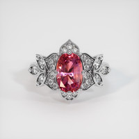 2.91 Ct. Reddish Pink Sapphire Ring, 18K White Gold 1