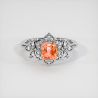 1.26 Ct. Orange Sapphire Ring, 18K White Gold 1