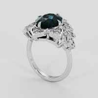 3.50 Ct. Bluish Green Sapphire Ring, 18K White Gold 2